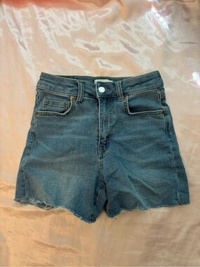 H&M Medium Blue High-Waisted Denim Shorts